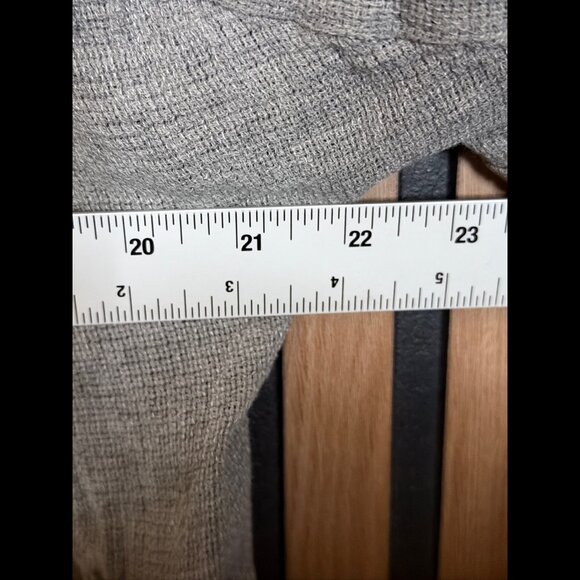 Meo Meli Cardigan OS Womens Gray Open Front Cropped Linen Cotton Woven Knit - Picture 3 of 7